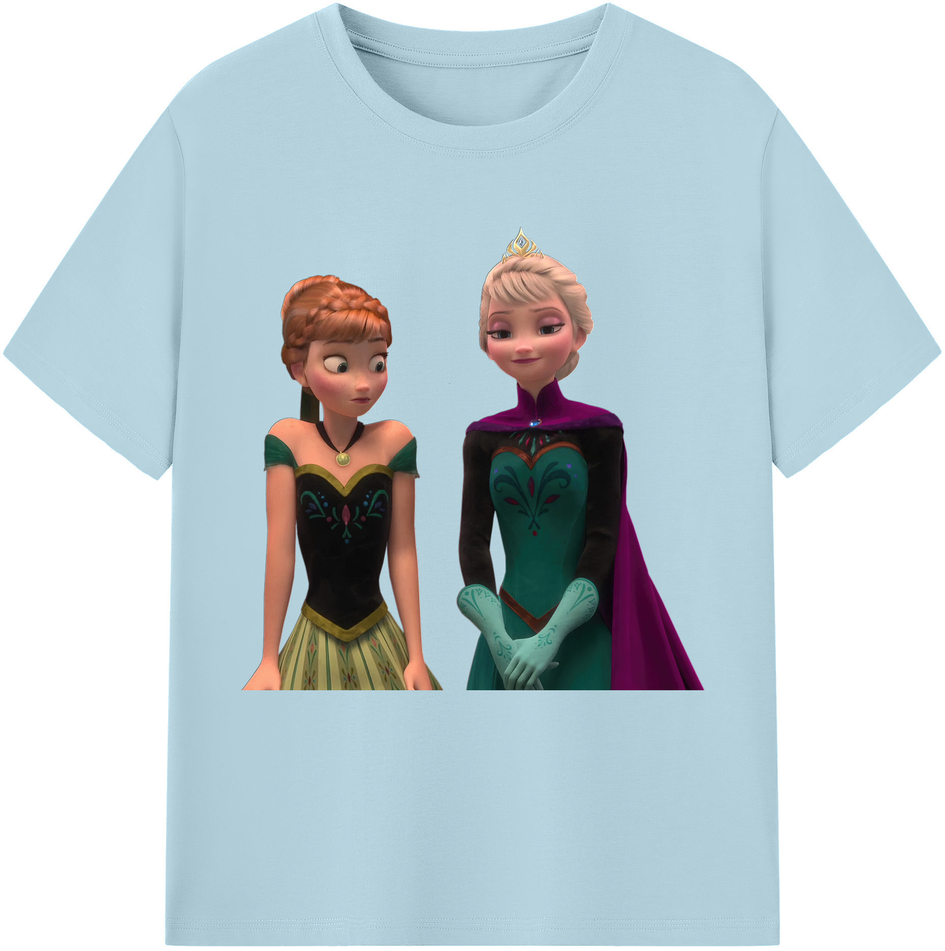 （画像用） アナと雪の女王 アンナ エルサ Frozen Anna Elsa 綿100％半袖Tシャツ（フロントプリント）